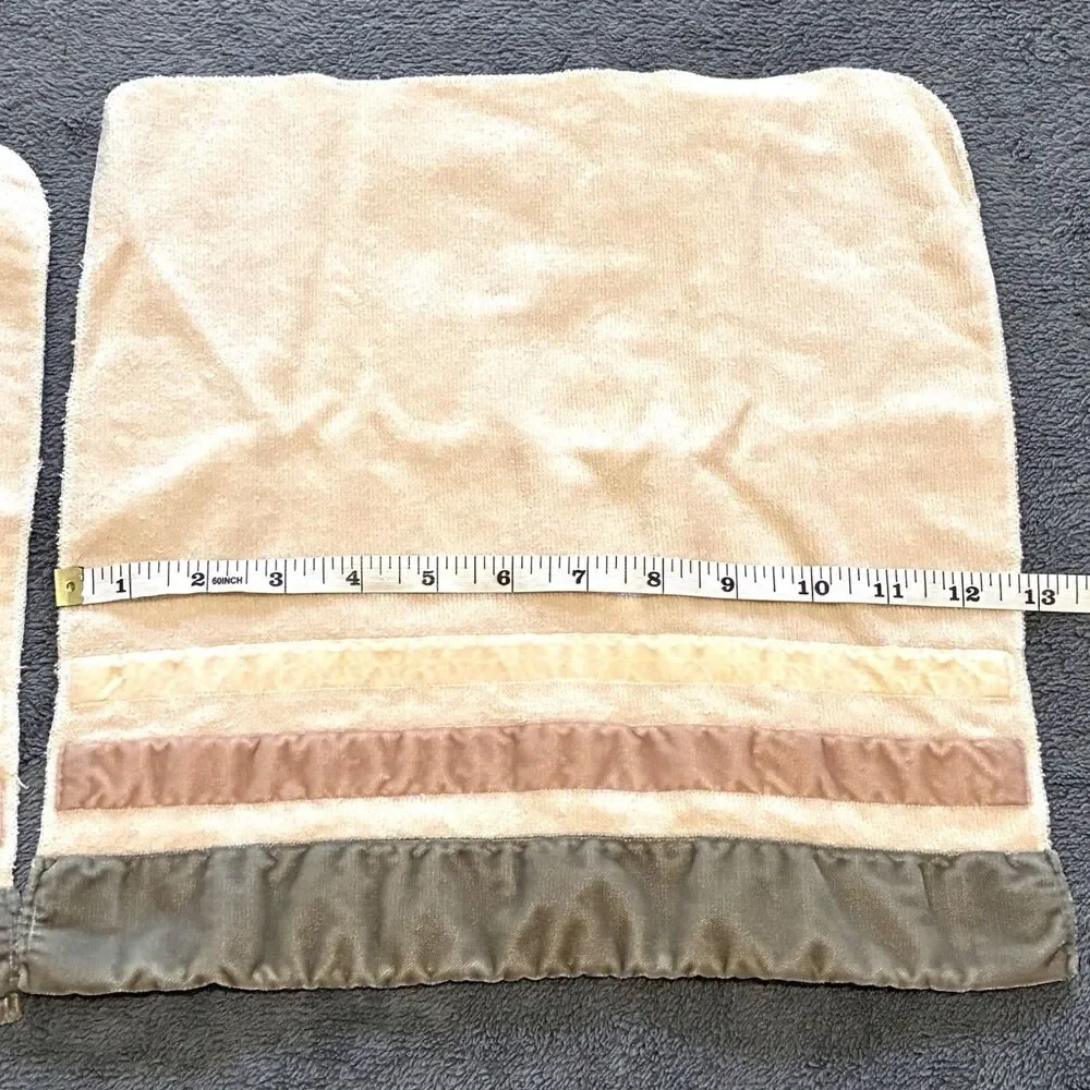 Vintage Fieldcrest Trousseau Luxury Set of 2 Washcloth Velvet Satin Trim 1960s
